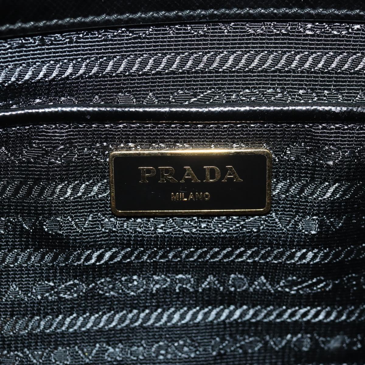 PRADA Galleria Hand Bag Safiano leather 2way Black Gold Auth yk19794V