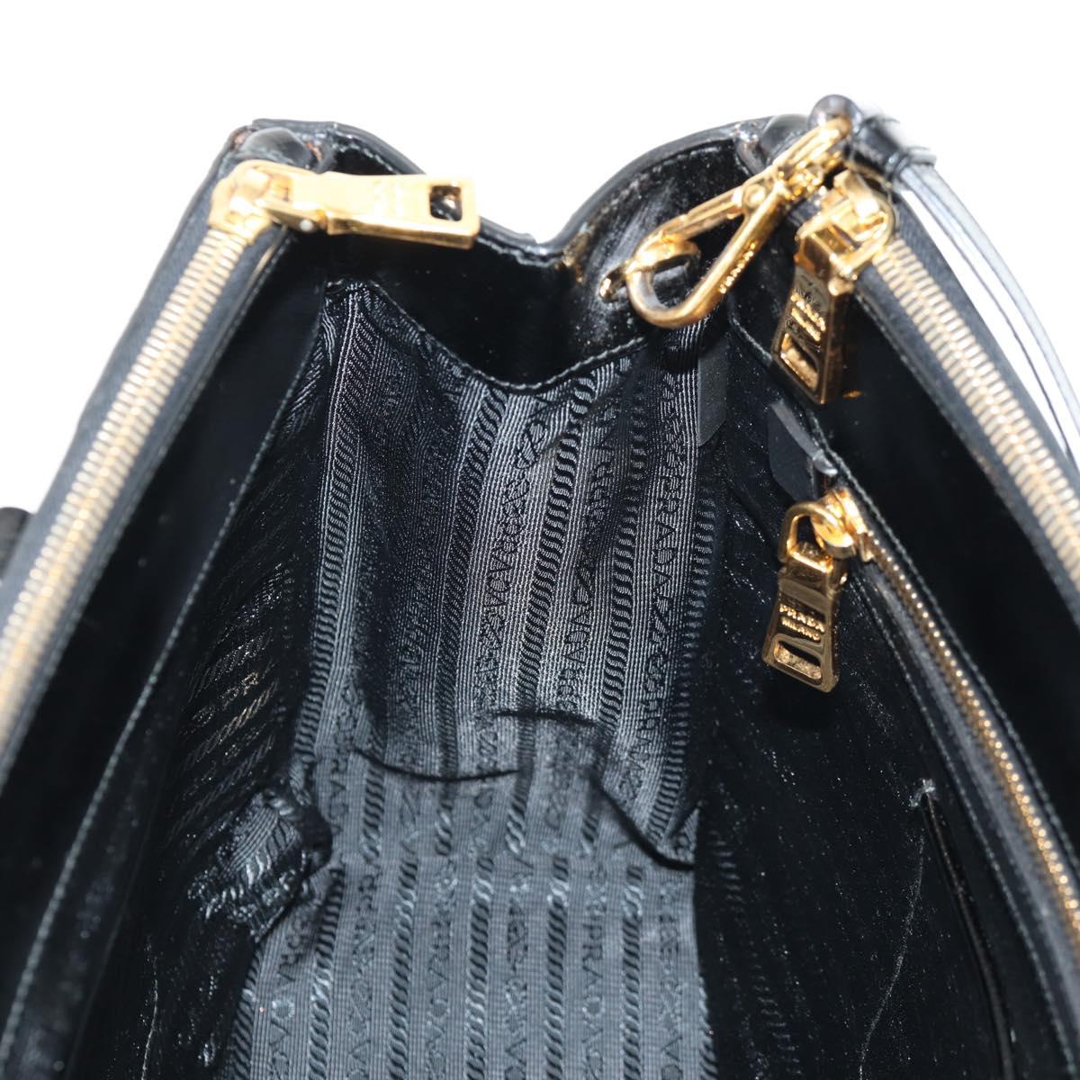 PRADA Galleria Hand Bag Safiano leather 2way Black Gold Auth yk19794V