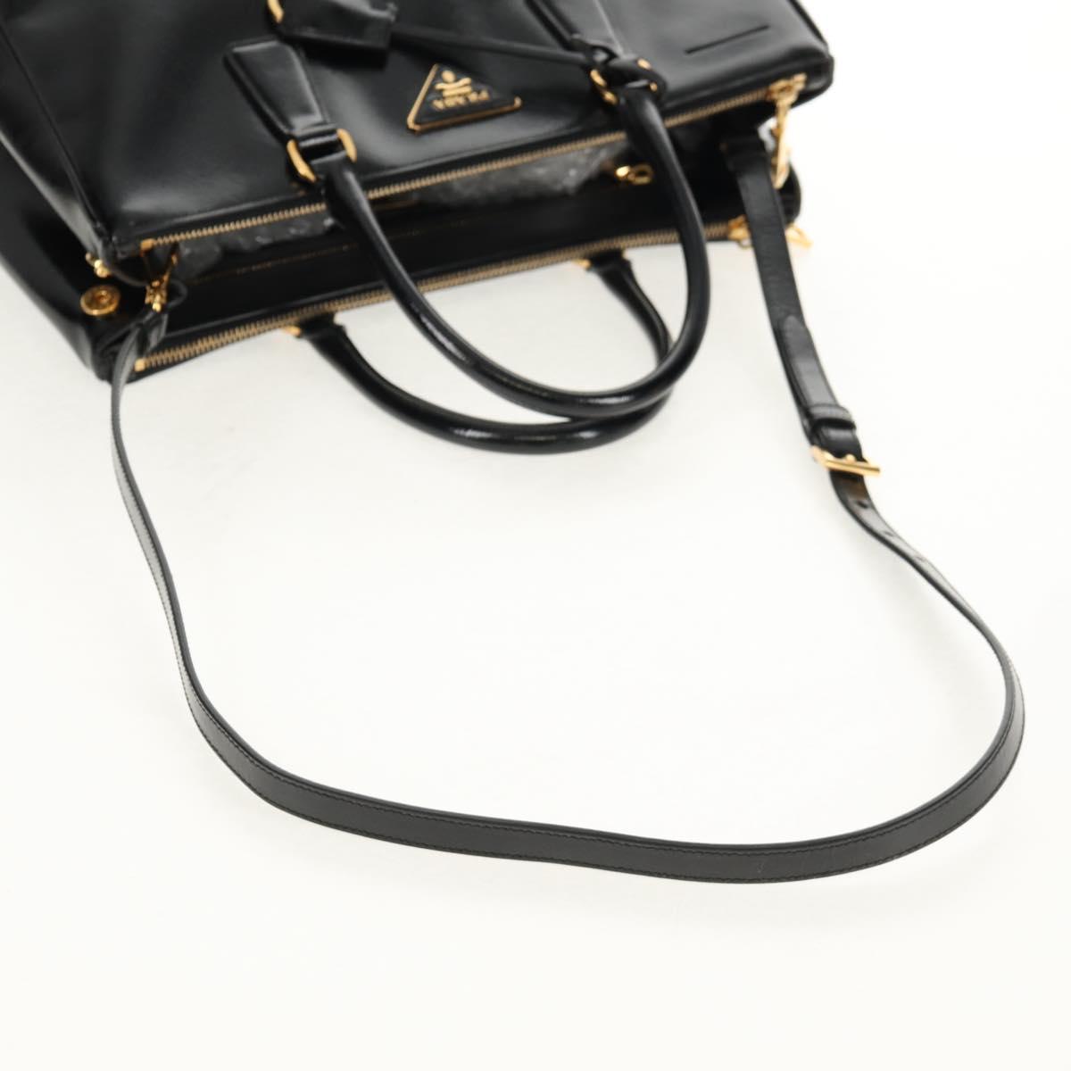 PRADA Galleria Hand Bag Safiano leather 2way Black Gold Auth yk19794V