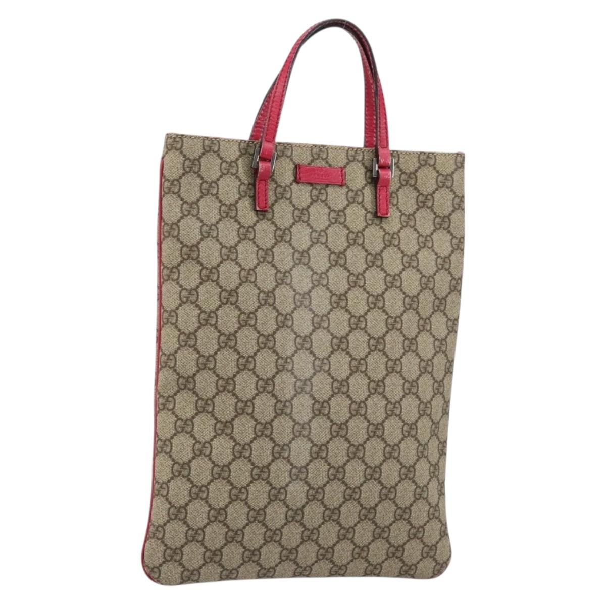GUCCI GG Supreme Hand Bag PVC Beige 117551 Auth yk19795