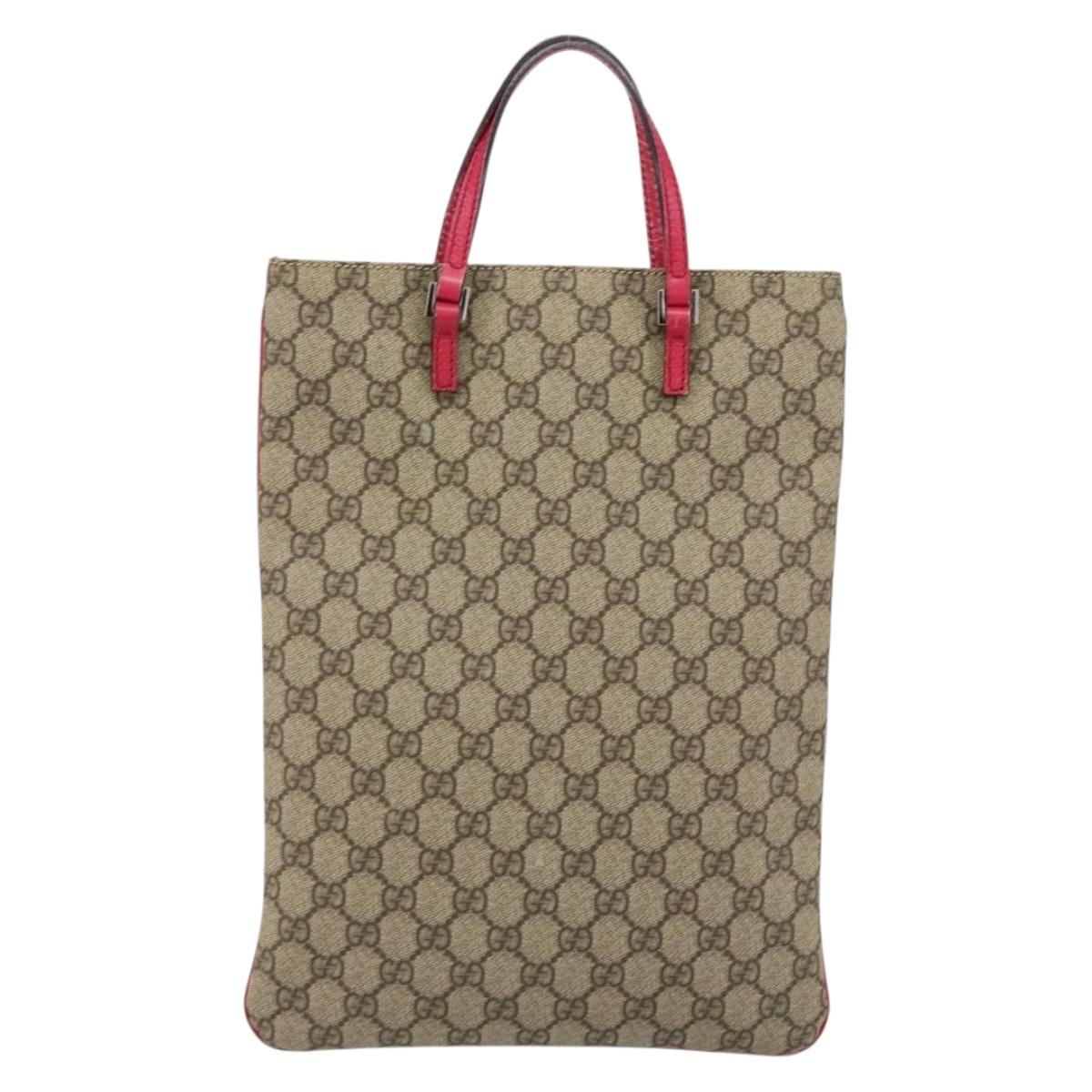 GUCCI GG Supreme Hand Bag PVC Beige 117551 Auth yk19795