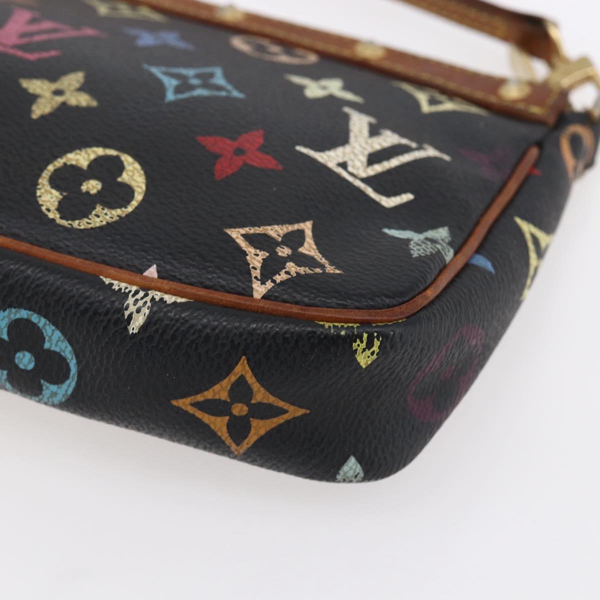 LOUIS VUITTON Multicolor Pochette Accessoires Pouch Black M92648 LV Auth yk19799