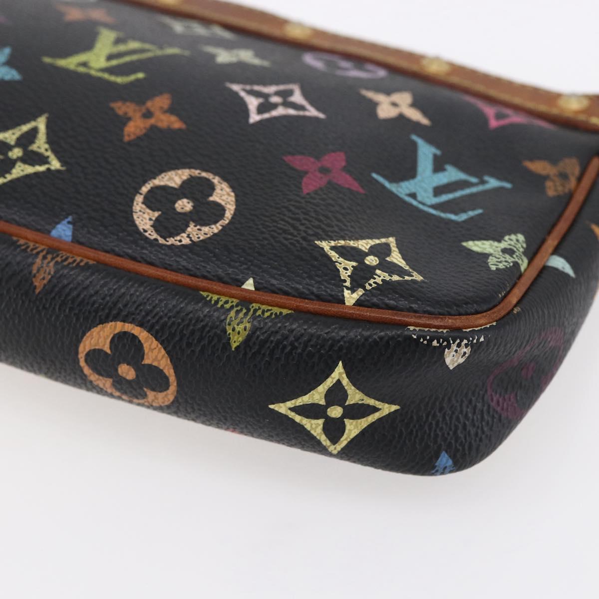 LOUIS VUITTON Multicolor Pochette Accessoires Pouch Black M92648 LV Auth yk19799