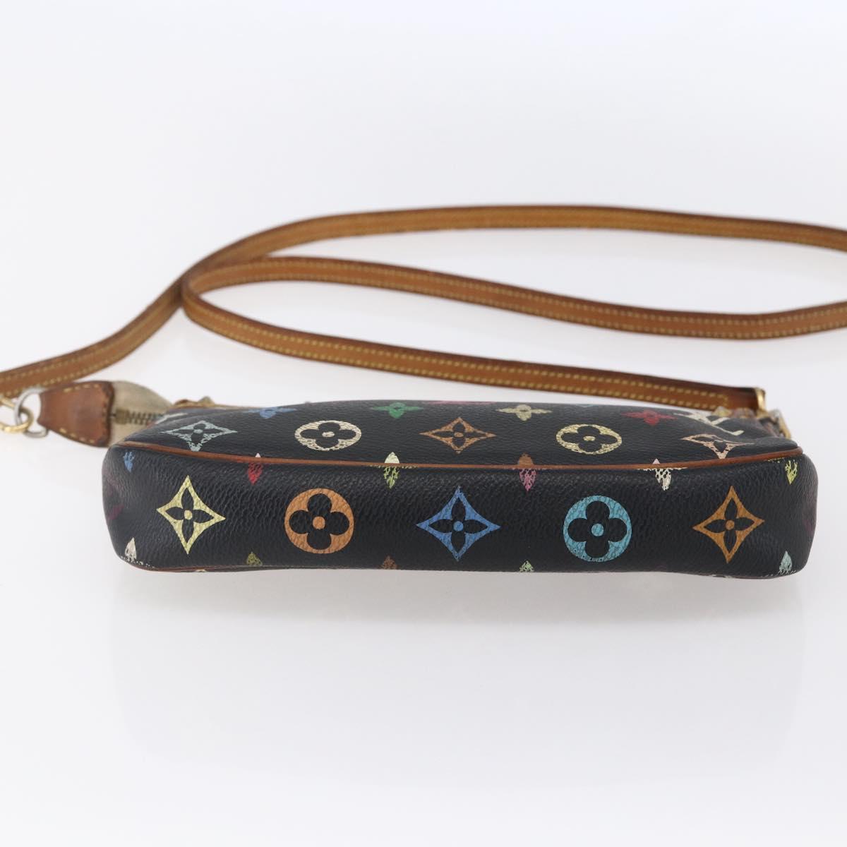 LOUIS VUITTON Multicolor Pochette Accessoires Pouch Black M92648 LV Auth yk19799