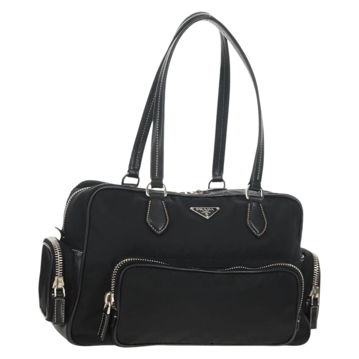 PRADA Shoulder Bag Nylon Black Silver Auth yk19806V