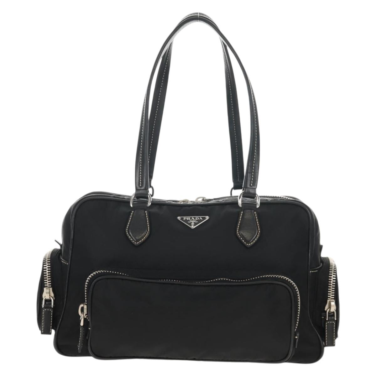 PRADA Shoulder Bag Nylon Black Silver Auth yk19806V