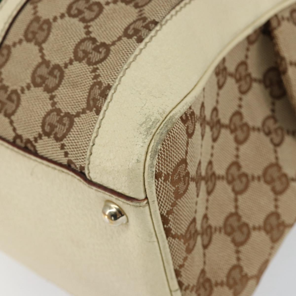 GUCCI GG Canvas Web Sherry Line Hand Bag Beige Gold 145997 Auth yk19807