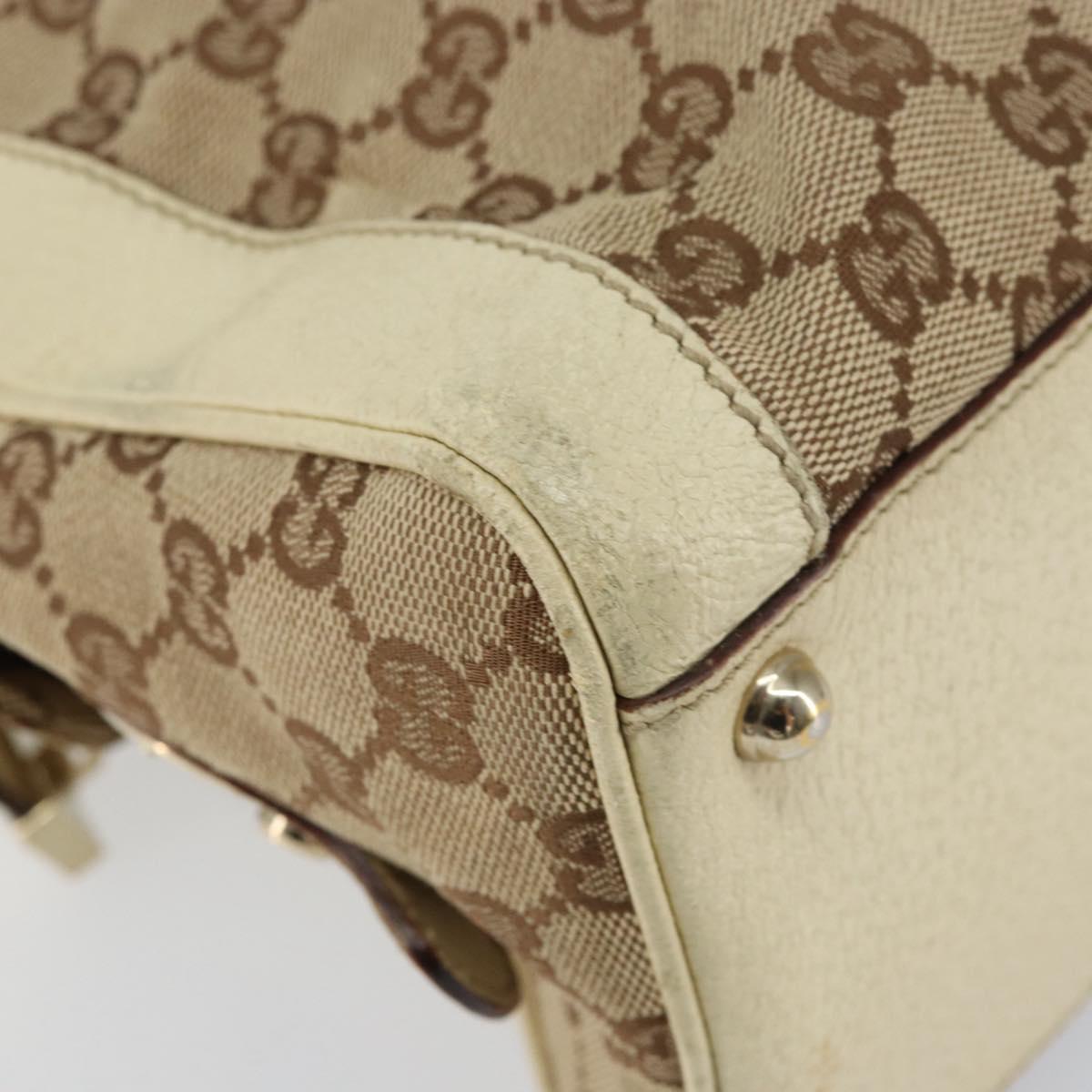 GUCCI GG Canvas Web Sherry Line Hand Bag Beige Gold 145997 Auth yk19807