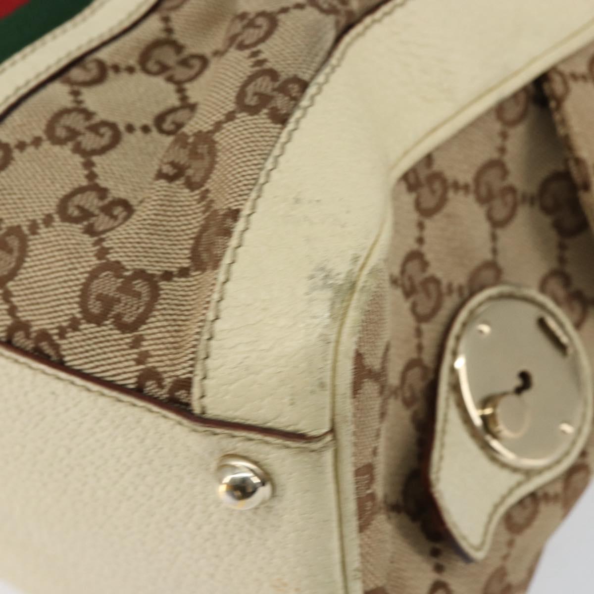 GUCCI GG Canvas Web Sherry Line Hand Bag Beige Gold 145997 Auth yk19807