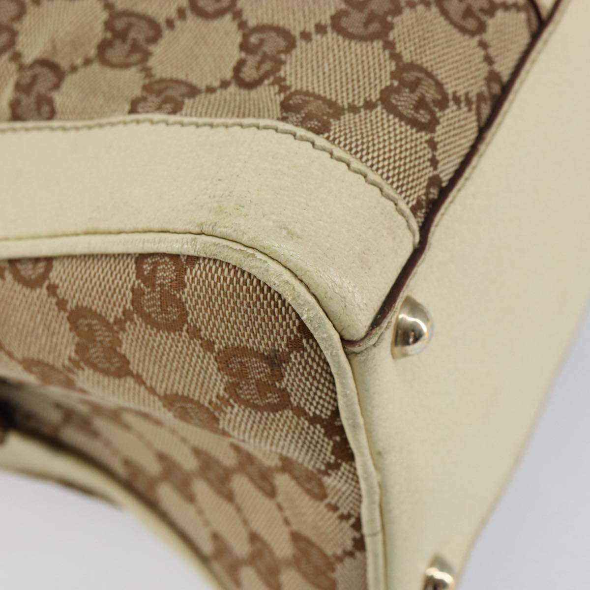 GUCCI GG Canvas Web Sherry Line Hand Bag Beige Gold 145997 Auth yk19807