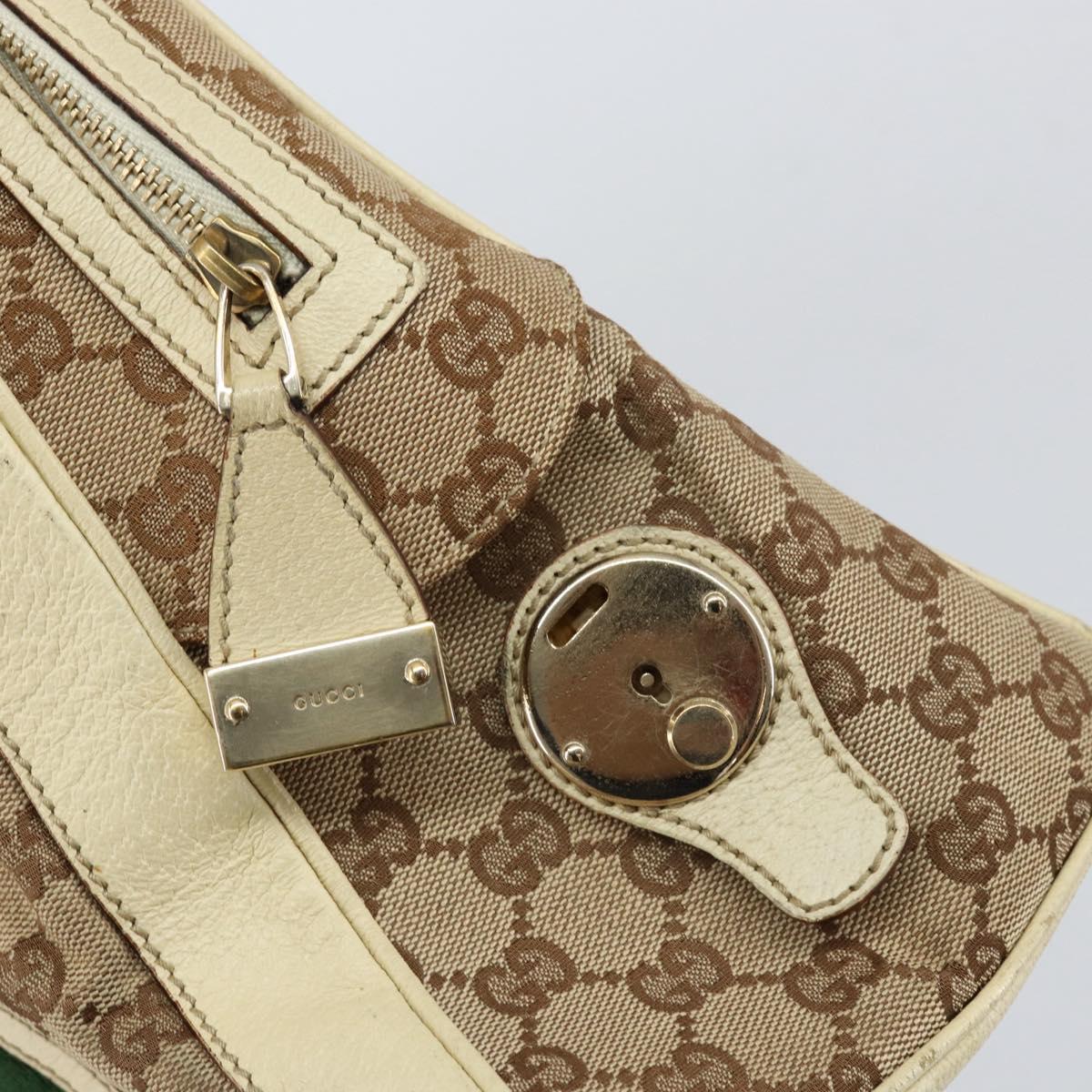 GUCCI GG Canvas Web Sherry Line Hand Bag Beige Gold 145997 Auth yk19807