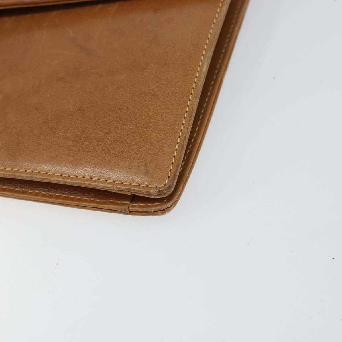 GUCCI Chain Shoulder Bag Leather Beige Gold Auth yk19810