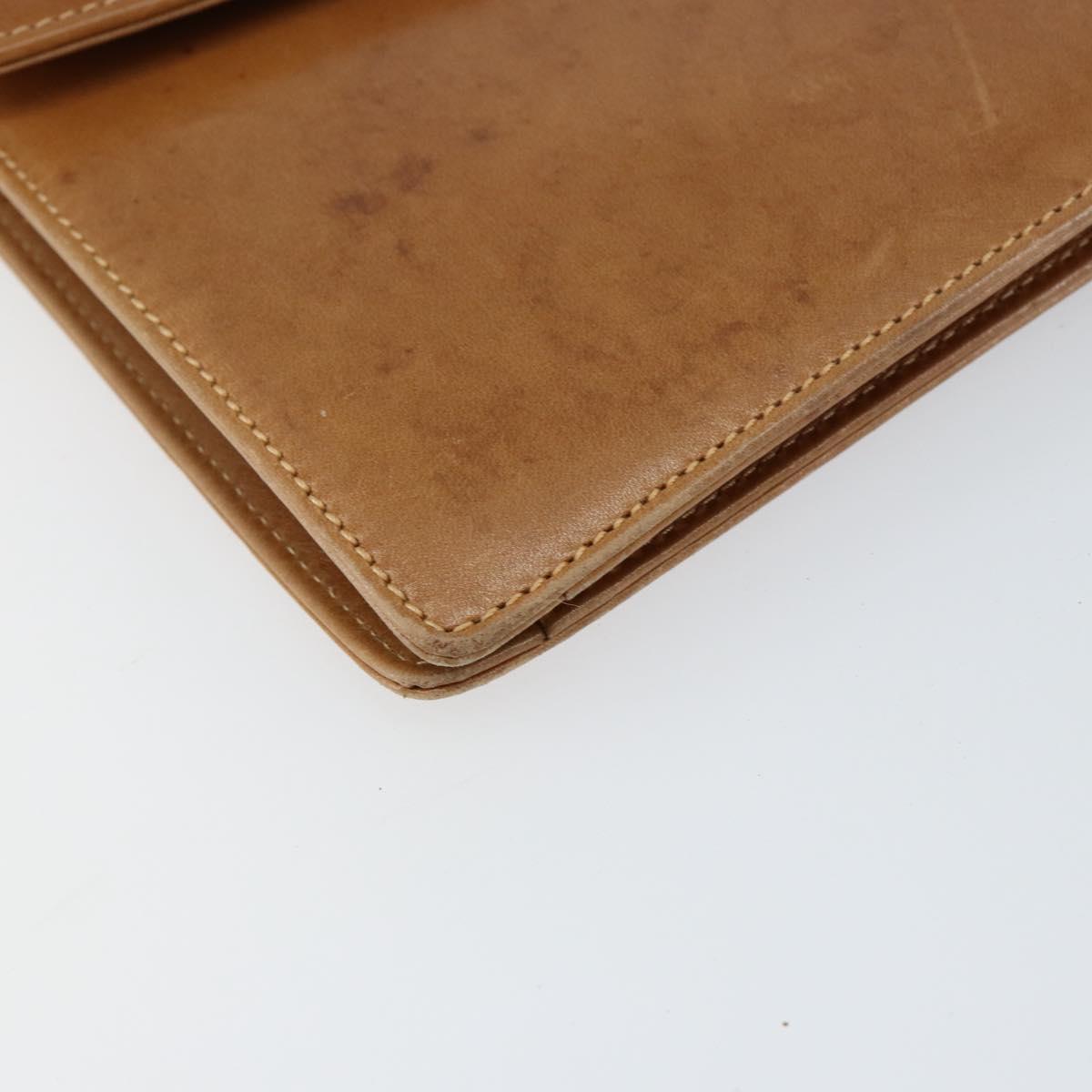 GUCCI Chain Shoulder Bag Leather Beige Gold Auth yk19810