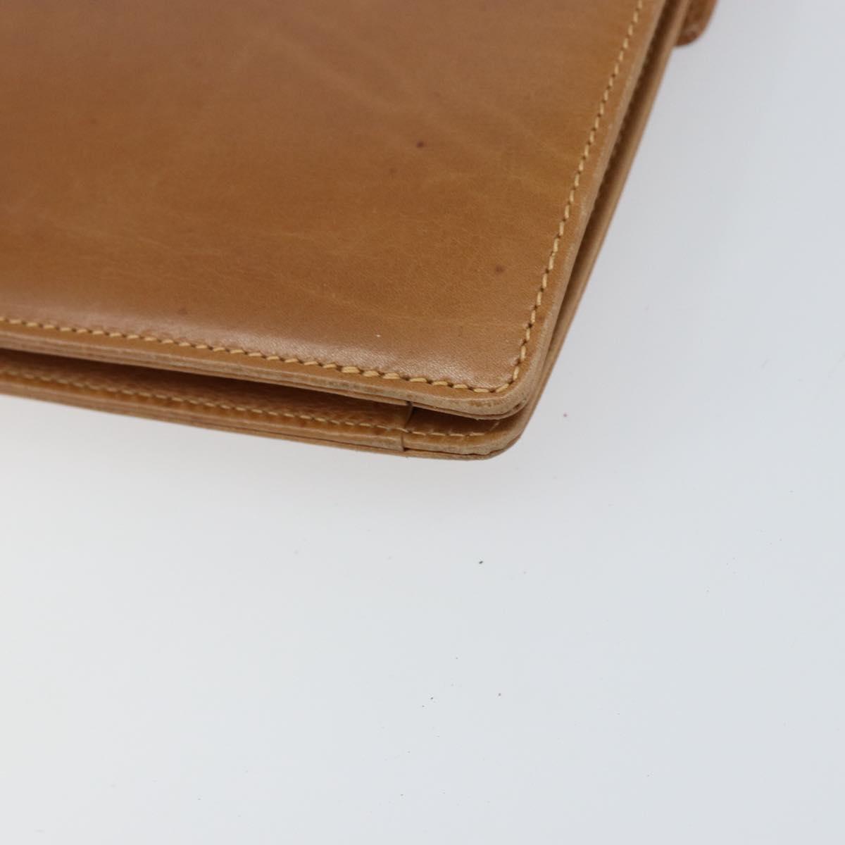 GUCCI Chain Shoulder Bag Leather Beige Gold Auth yk19810