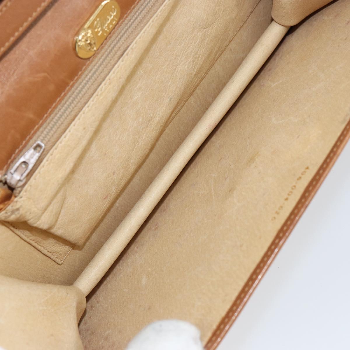 GUCCI Chain Shoulder Bag Leather Beige Gold Auth yk19810