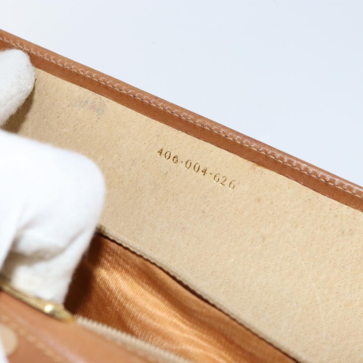 GUCCI Chain Shoulder Bag Leather Beige Gold Auth yk19810