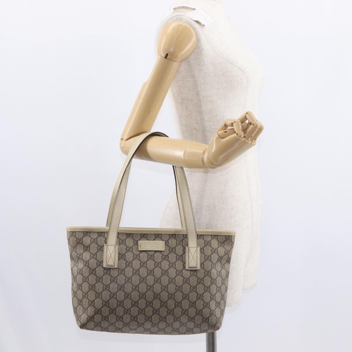 GUCCI GG Supreme Tote Bag PVC Beige 211138 Auth yk19814