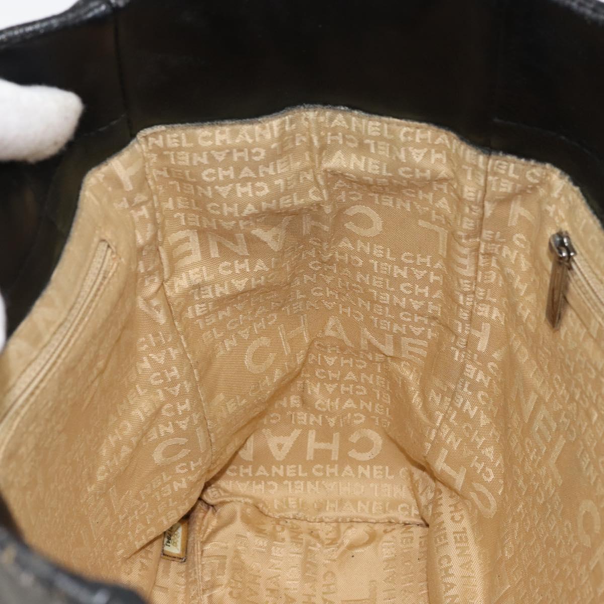 CHANEL Choco Bar Hand Bag Leather Black Silver CC Auth yk19815