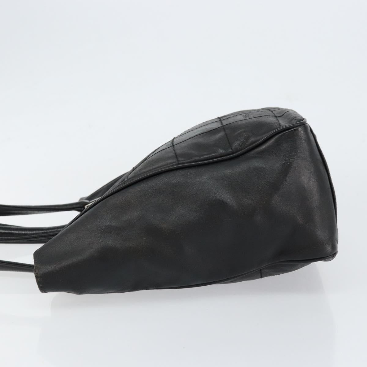 CHANEL Choco Bar Hand Bag Leather Black Silver CC Auth yk19815