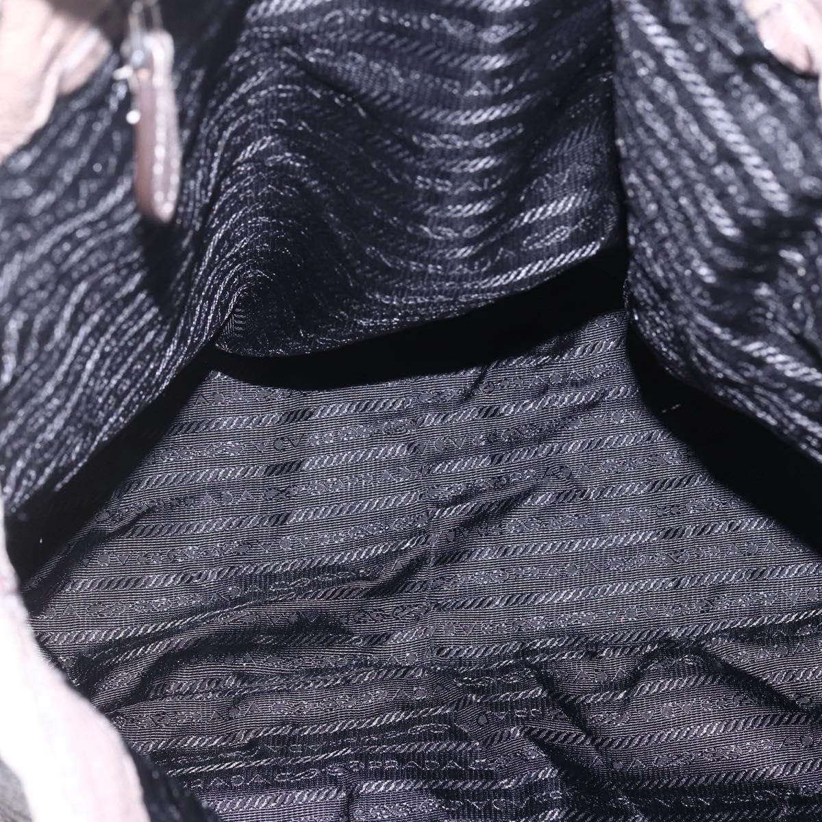 PRADA Tote Bag Leather Beige Silver Auth yk19816