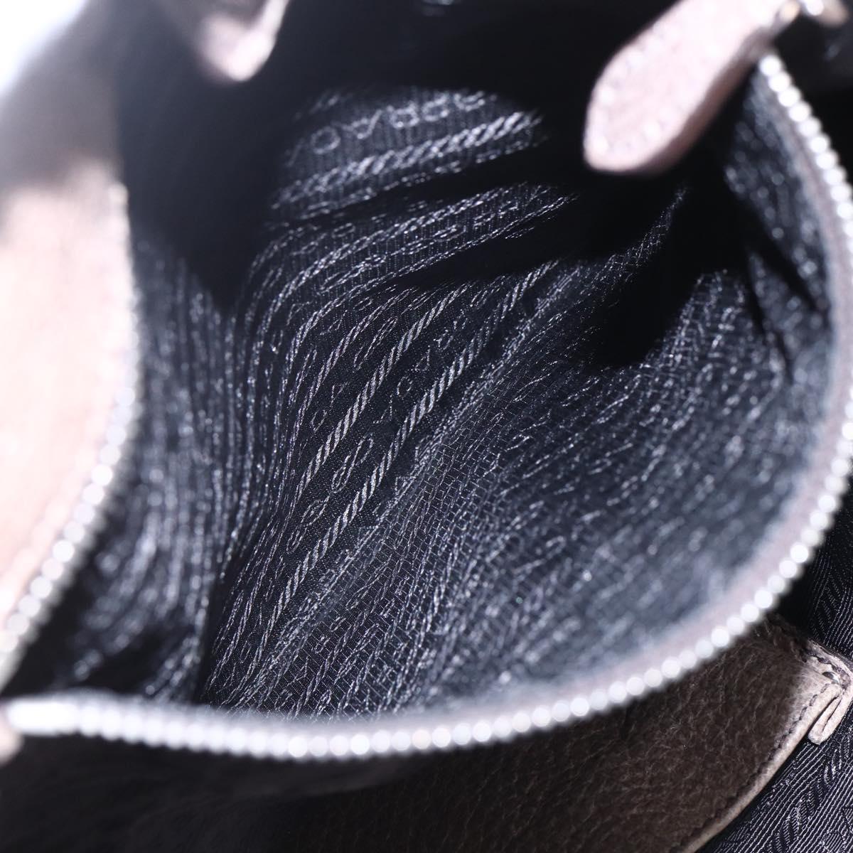 PRADA Tote Bag Leather Beige Silver Auth yk19816