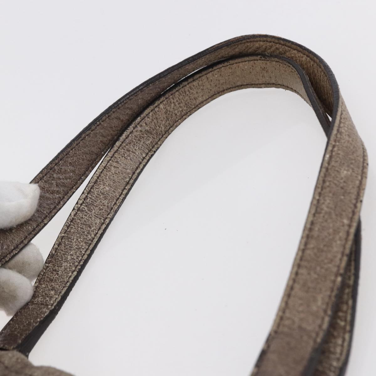 PRADA Tote Bag Leather Beige Silver Auth yk19816