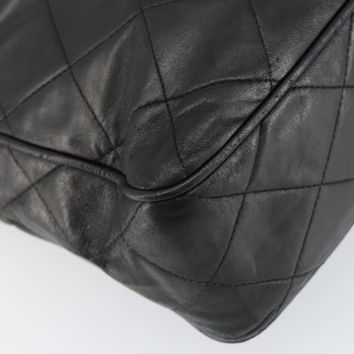 CHANEL Matelasse Shoulder Bag Lamb Skin Black Gold CC Auth yk19820