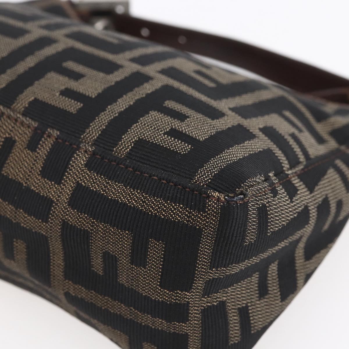 FENDI Zucca Canvas Hand Bag Black Brown Auth yk19821