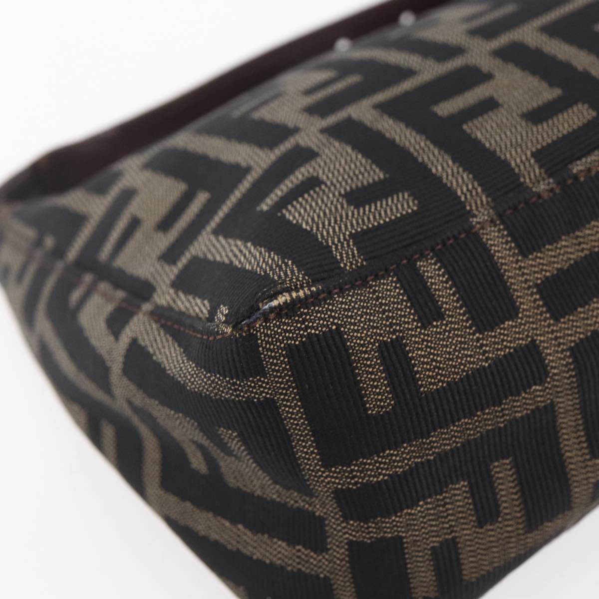 FENDI Zucca Canvas Hand Bag Black Brown Auth yk19821