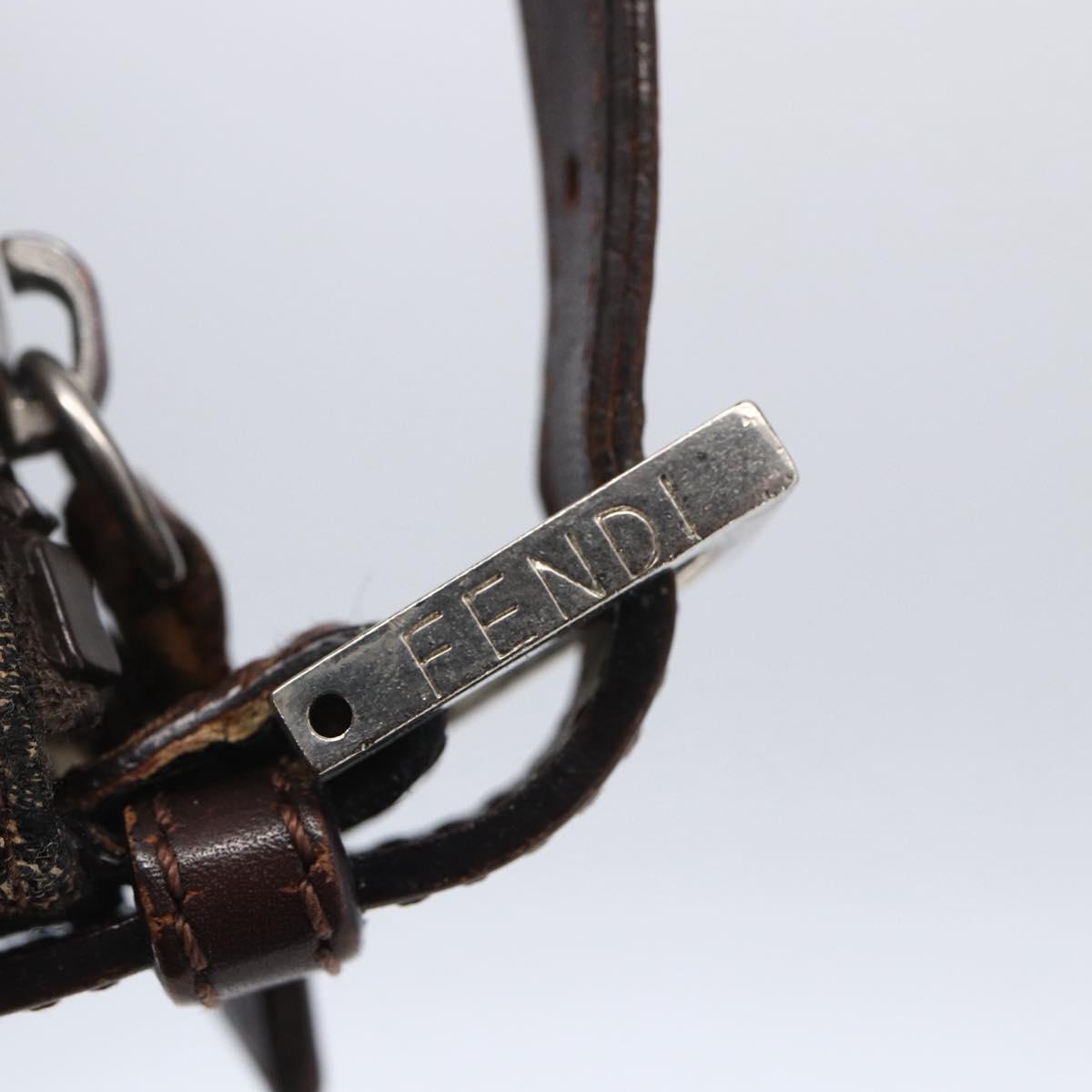 FENDI Zucca Canvas Hand Bag Black Brown Auth yk19821