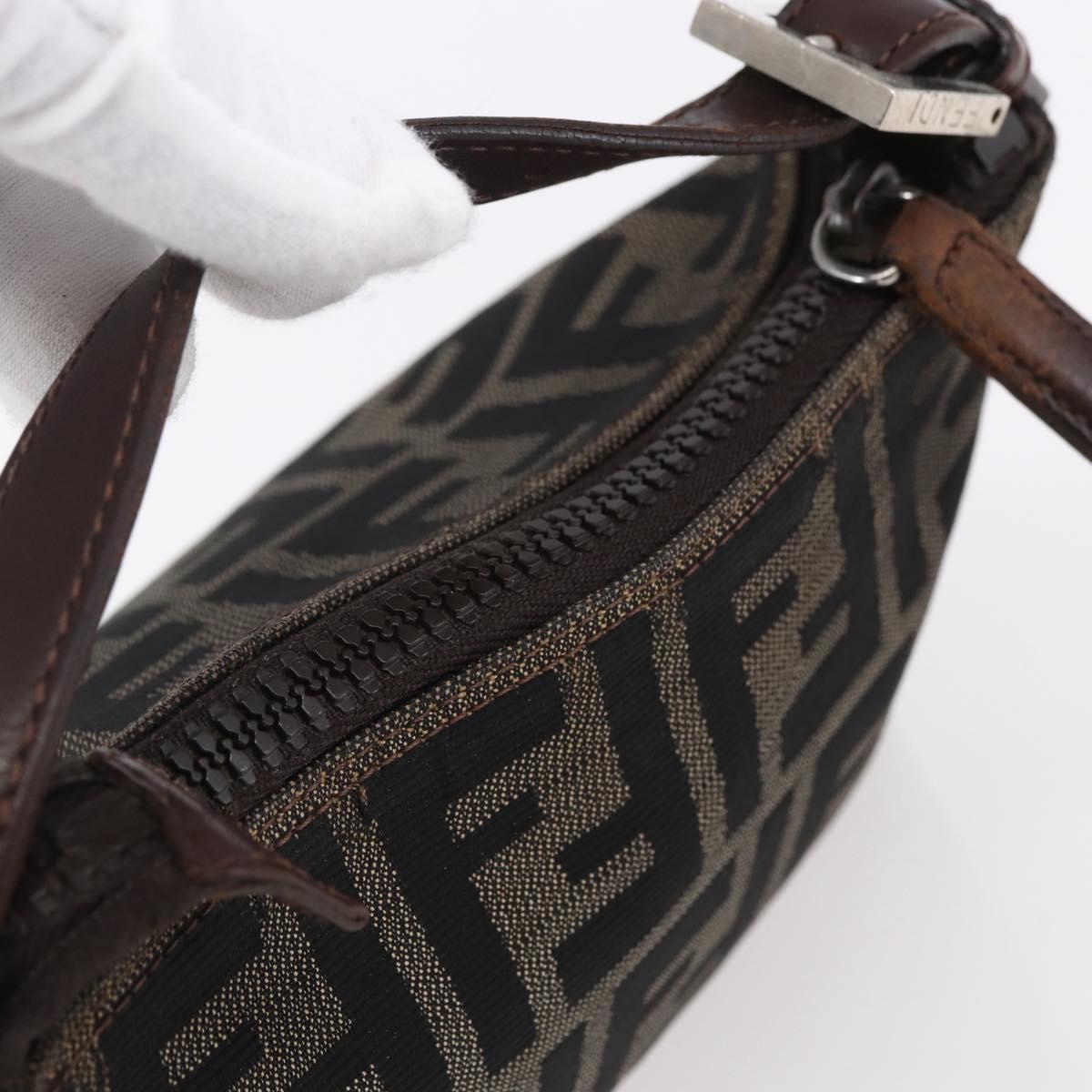 FENDI Zucca Canvas Hand Bag Black Brown Auth yk19821