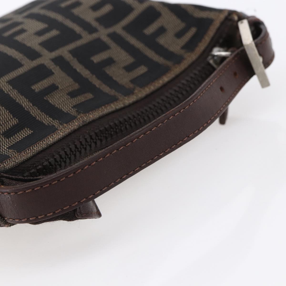 FENDI Zucca Canvas Hand Bag Black Brown Auth yk19821