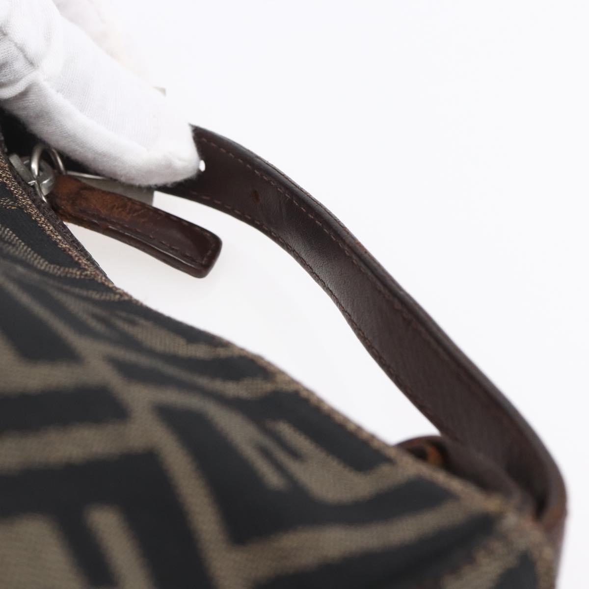 FENDI Zucca Canvas Hand Bag Black Brown Auth yk19821