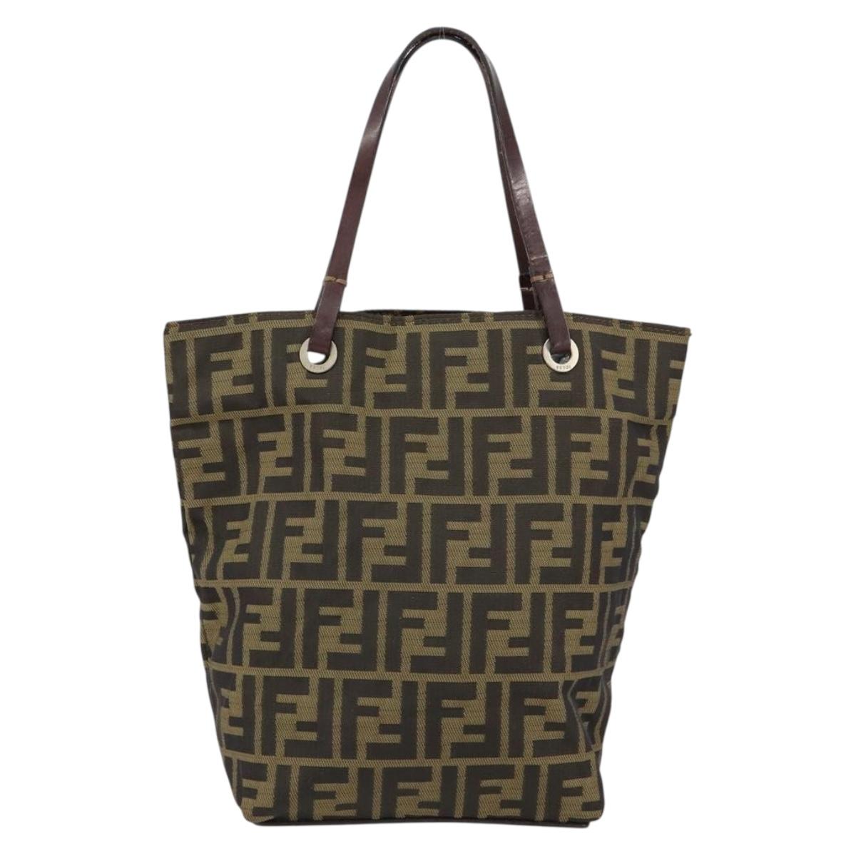 FENDI Zucca Canvas Hand Bag Black Brown Auth yk19822