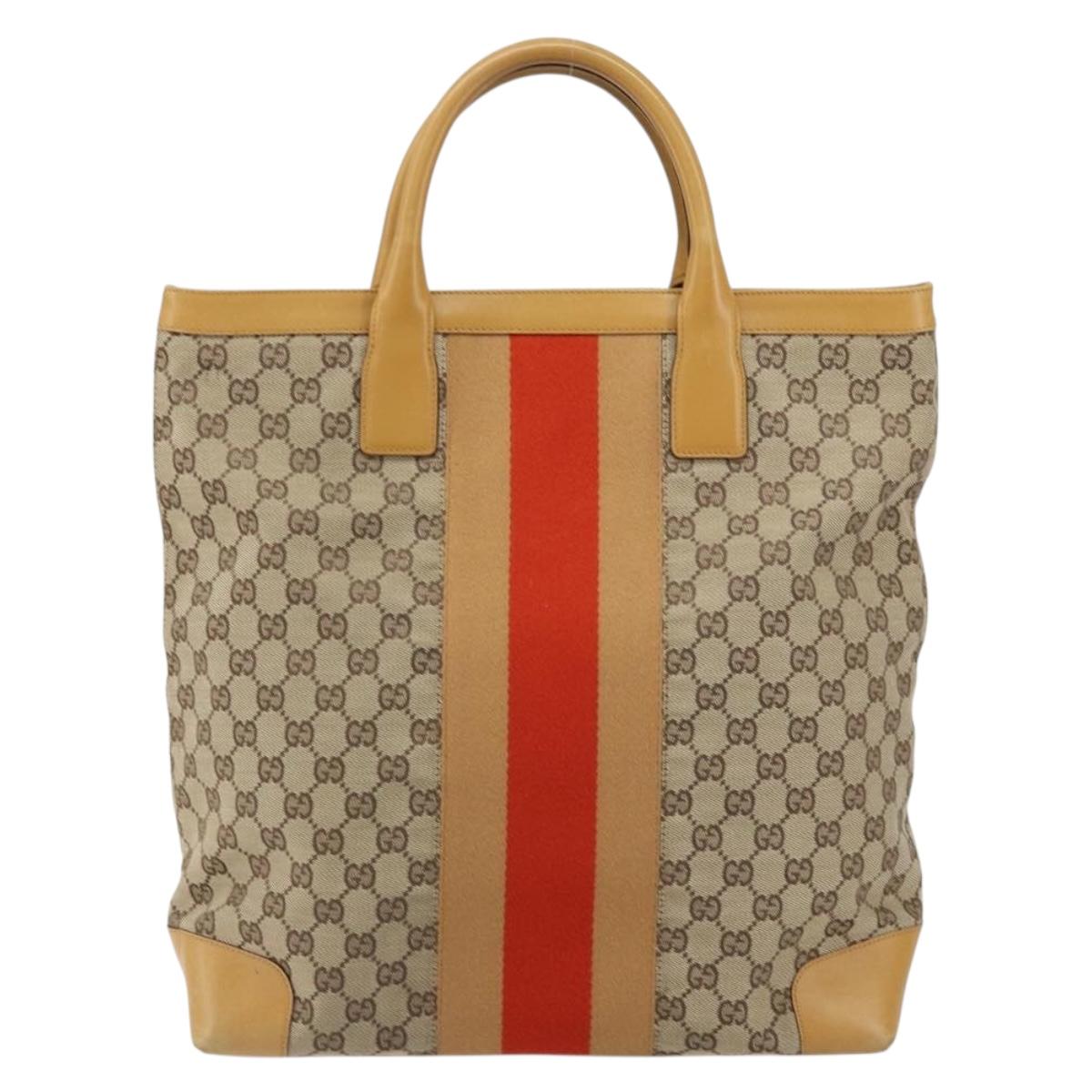 GUCCI GG Canvas Sherry Line Hand Bag Beige Red 002 1093 3444 Auth yk19823