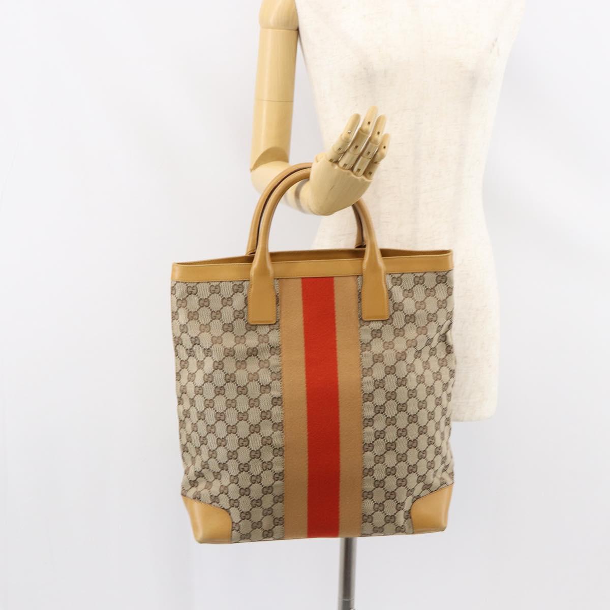 GUCCI GG Canvas Sherry Line Hand Bag Beige Red 002 1093 3444 Auth yk19823