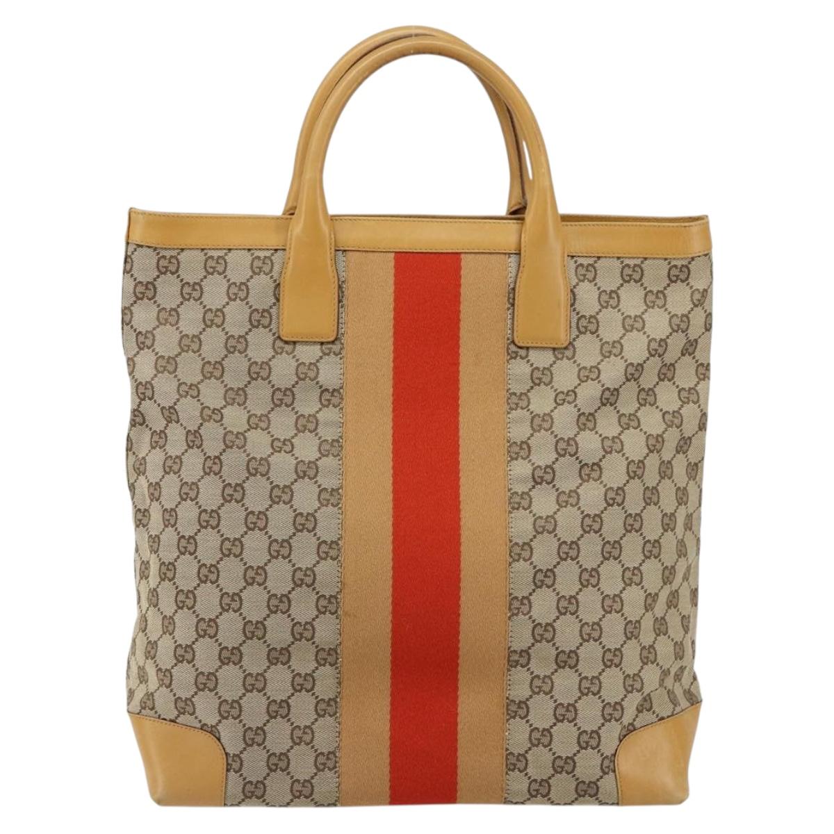 GUCCI GG Canvas Sherry Line Hand Bag Beige Red 002 1093 3444 Auth yk19823