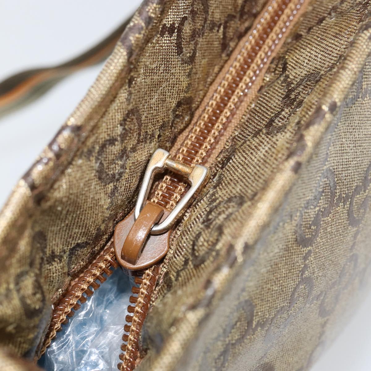 GUCCI GG Crystal Shoulder Bag Beige Gold 189749 Auth yk19824