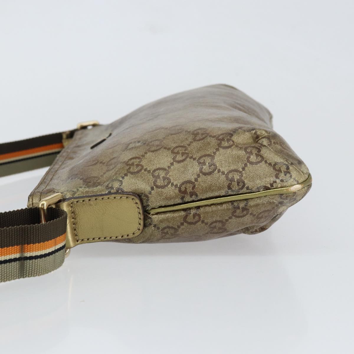 GUCCI GG Crystal Shoulder Bag Beige Gold 189749 Auth yk19824