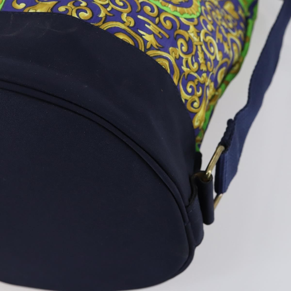 VERSACE Shoulder Bag Cotton Green Gold Auth yk19828