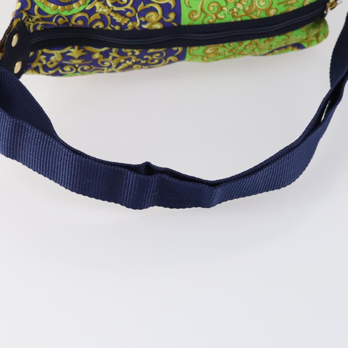 VERSACE Shoulder Bag Cotton Green Gold Auth yk19828