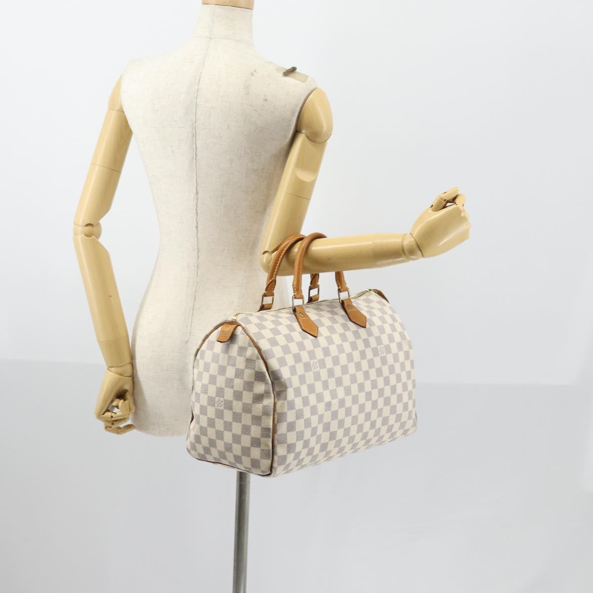 LOUIS VUITTON Damier Azur Speedy 35 Hand Bag N41535 LV Auth yk19840