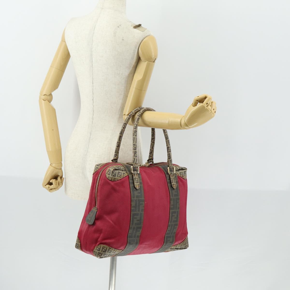 FENDI Hand Bag Coated Canvas Pink Gold Auth yk19843