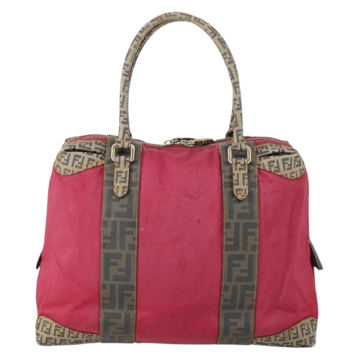 FENDI Hand Bag Coated Canvas Pink Gold Auth yk19843