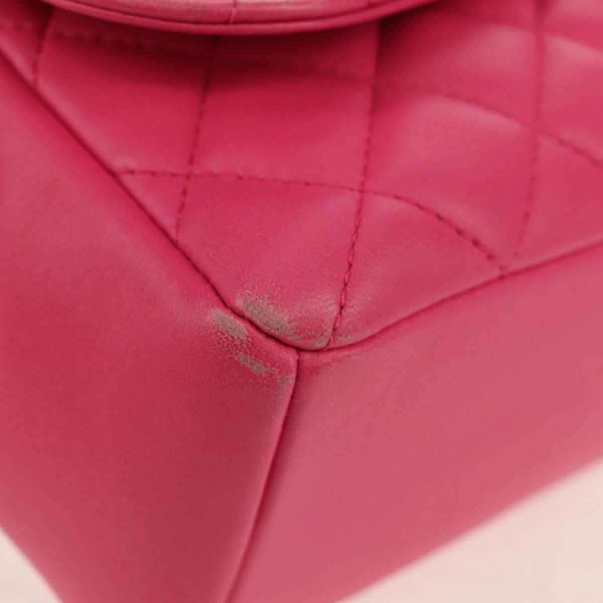 CHANEL Matelasse Chain Shoulder Bag Lamb Skin Pink Gold CC Auth yk19844SAM