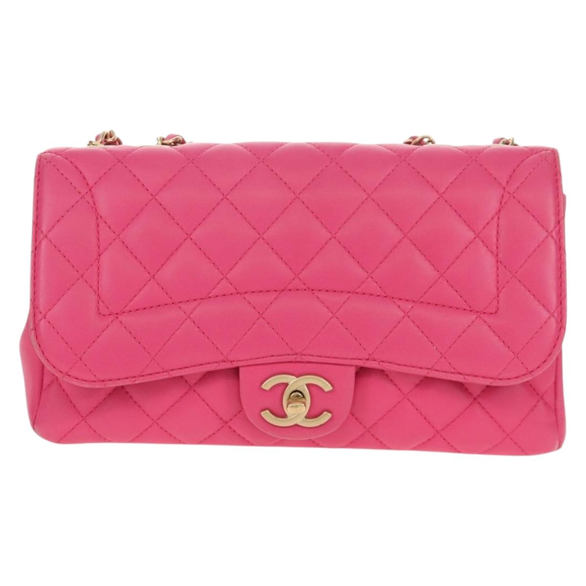 CHANEL Matelasse Chain Shoulder Bag Lamb Skin Pink Gold CC Auth yk19844SAM