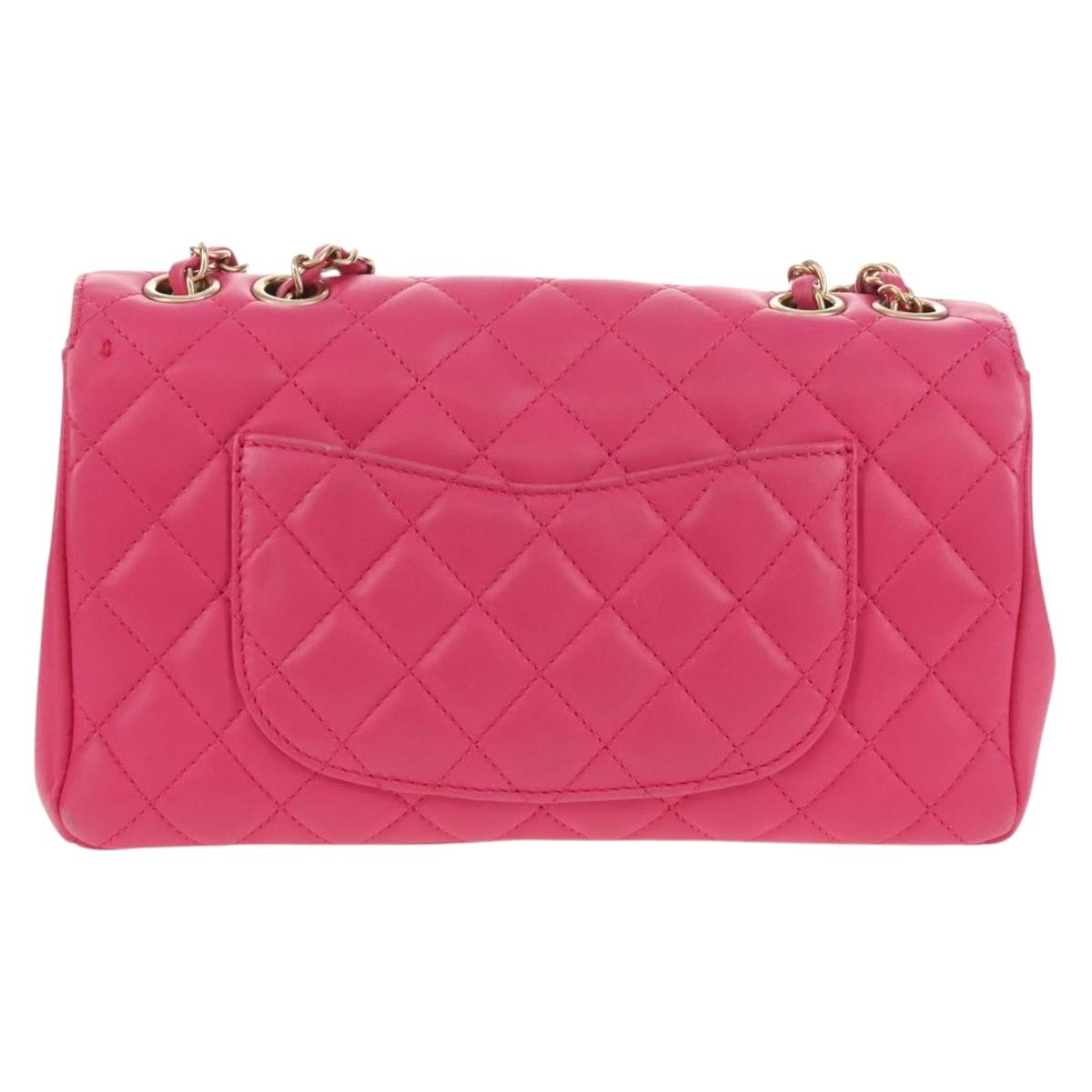 CHANEL Matelasse Chain Shoulder Bag Lamb Skin Pink Gold CC Auth yk19844SAM