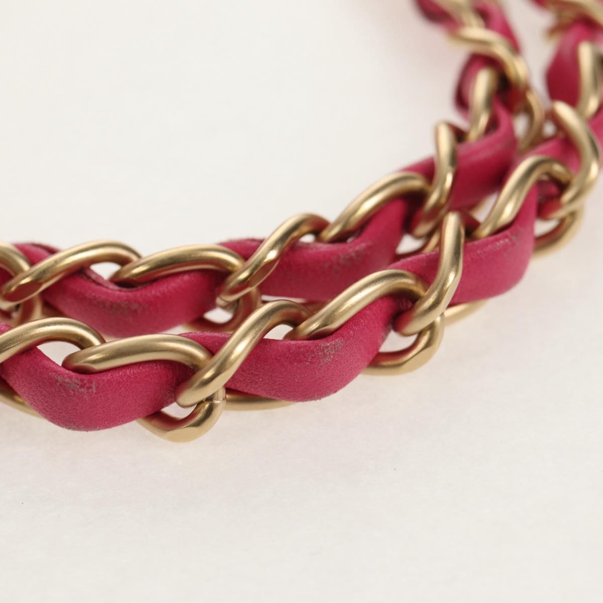 CHANEL Matelasse Chain Shoulder Bag Lamb Skin Pink Gold CC Auth yk19844A