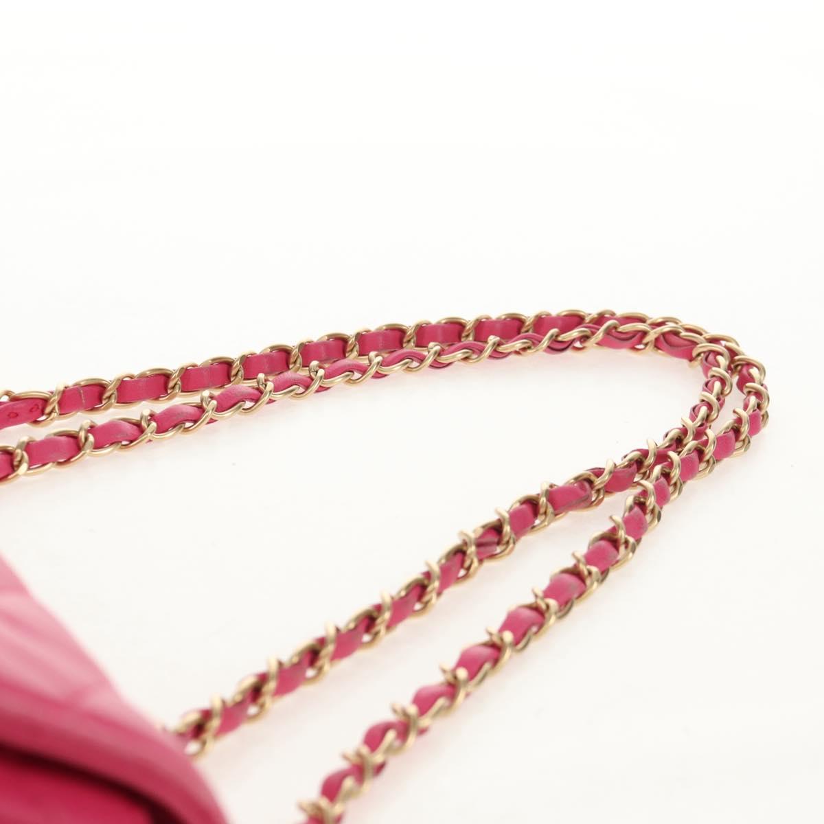 CHANEL Matelasse Chain Shoulder Bag Lamb Skin Pink Gold CC Auth yk19844SAM