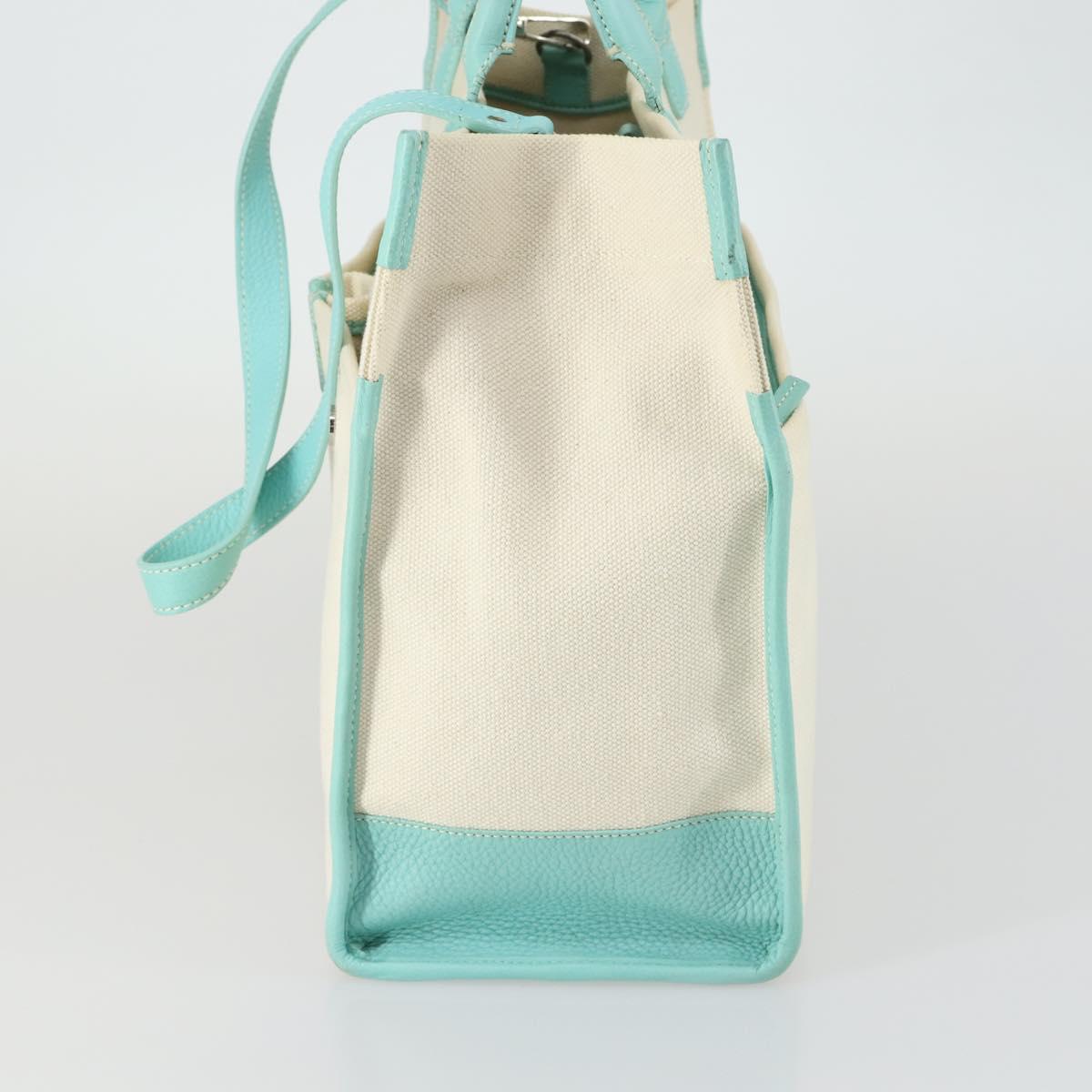 TIFFANY&Co. Hand Bag Canvas 2way White Silver Auth yk19846
